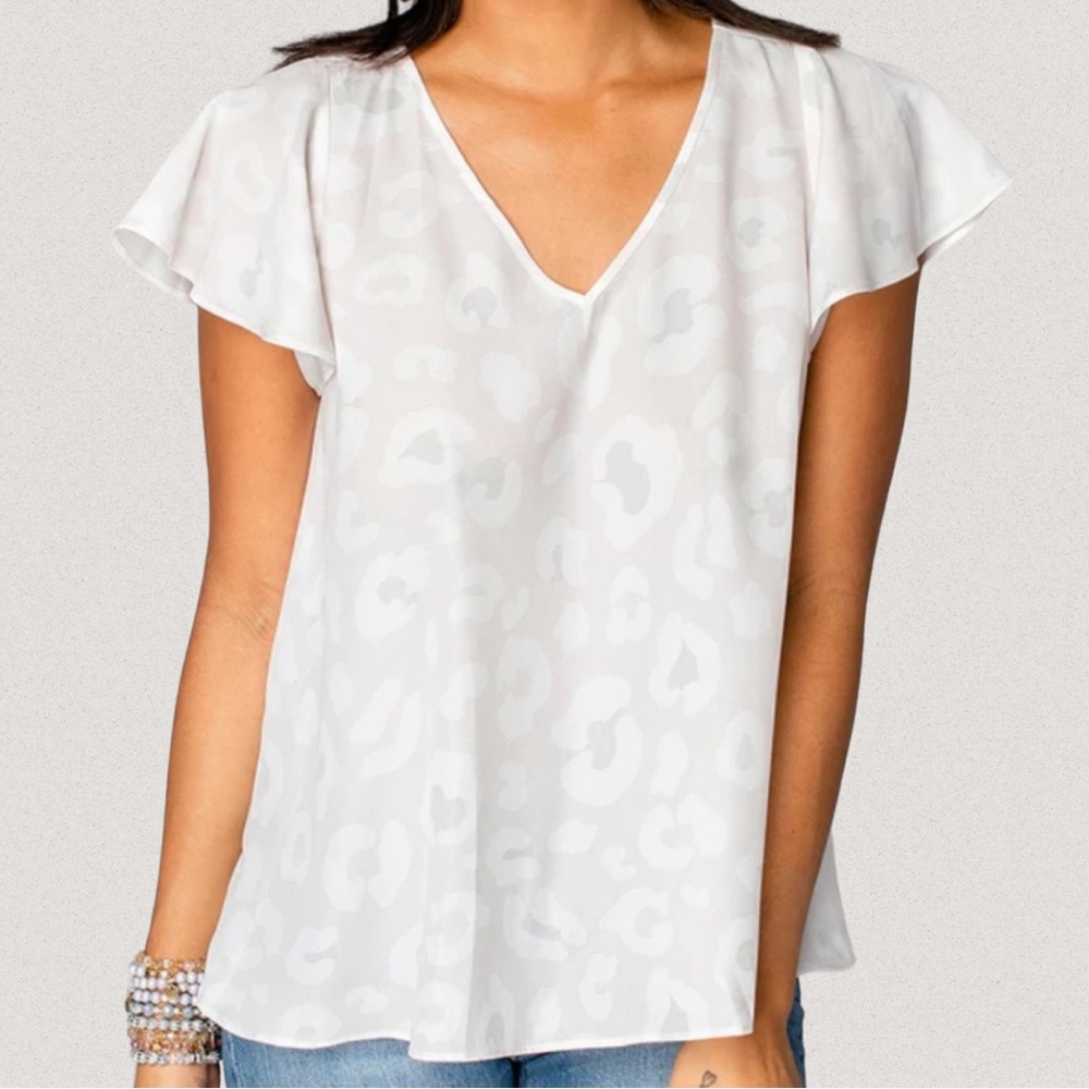Buddy Love V-Neck Flutter Sleeve Top
